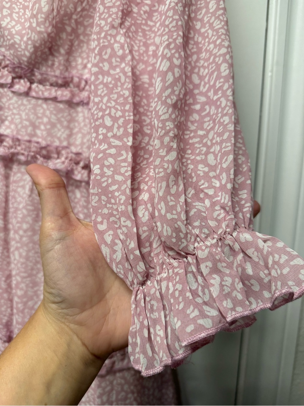 NWT DOKOTOO Pink Ruffle Tiered Mini Dress | Boho Floral | Size L - Picture 4 of 11